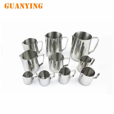 China Viable Latte Pot Skimming Pitcher Stainless Steel Bartender Wholesale Glass-metal Milk Jug for sale