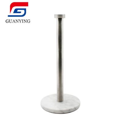 China Kitchen Paper Towel Standing Holder With Light Marble Base Stainless Steel Kitchen Countertops Paper Towel Dispenser for sale