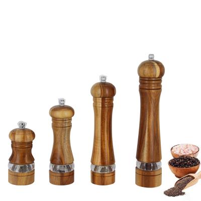 China Best Viable Premium Bottle Olive Acrylic Grinder Set Salt and Pepper Wood Grinders for sale