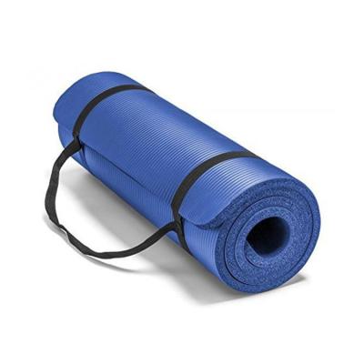 China Wholesale NBR 6mm8mm/10mm/12mm black nbr pilates yoga mat with carry strap,thick yoga mat for sale