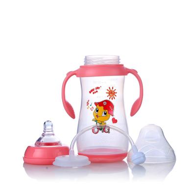 China BPA Free Two Use OEM Baby Feeder Wide Neck PP Milk Water Sipper Bottle Baby Feeding Bottle for sale