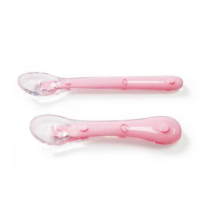 China BPA Free Newborn Training Feeding For Kids Children And Infants Baby Colorful Silicone Soft Spoons for sale