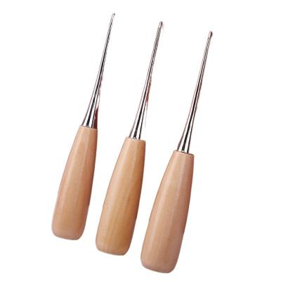 China Home use reaming needle awl shoe repairdiyLeather thick old-fashioned handmade punch tools large stainless steel solid wood handle for sale