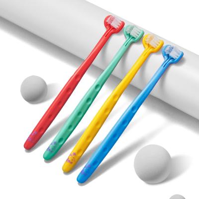 China Children Cartoon Factory Price 3 Sides Baby Toothbrush Kids Gently Stiffen Practicing Toothbrush For Toddlers Oral Care for sale