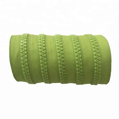 China Green Durable Long Chain 8# Plastic Zipper Made In Sustainable Grass Professional Factory For Home Textile for sale