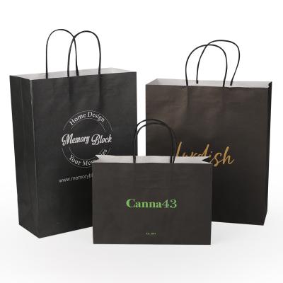 China Recycled materials wholesale promotional custom paper bag printing logo shopping bag with handles for sale