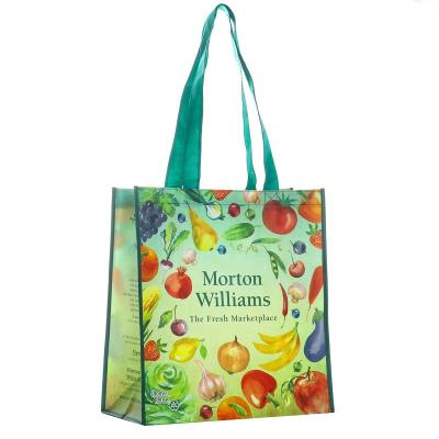 China Wholesale Reusable Supermarket Fruits And Vegetables Handled Promotional Shopping Bag Laminated Nonwoven Bag With Logo for sale