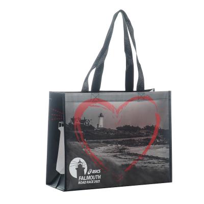 China Handled Tote Bag Large Capacity Reusable Supermarket Shopping Bag Promotional Non Woven Printing Logo for sale