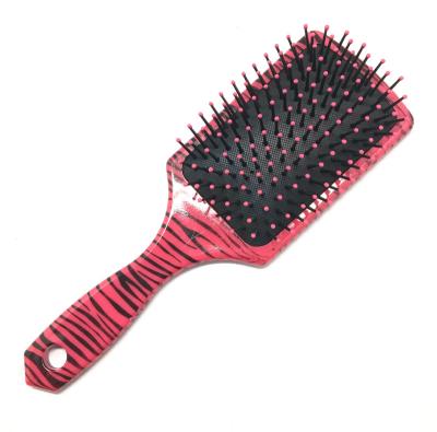 China Compact Control Detangling Cushion Hair Brush Massage Hair Brush Paddle Comb Customized Logo Stripe Hair Brush for sale