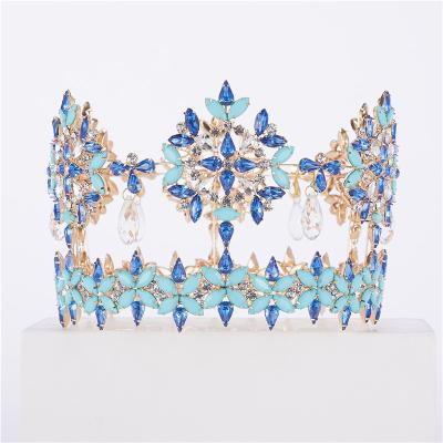 China Fashionable Miss World Pageant Crown Tiara Rhinestone Crown Hot Selling Customized Cutout Crystal Crown Headwear for sale