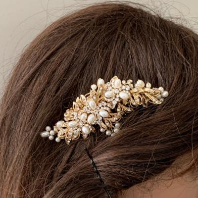 China Wedding Bride Hair Jewelry Headband Factory Directly To Supply Hair To Comb Wedding Hair Accessories Jewelry Gold Wedding Hair Comb for sale