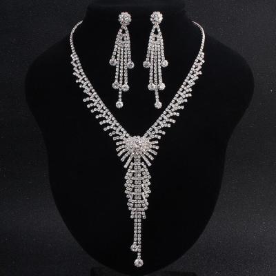 China Romantic Personalized Fashion Modern Earring Jewelry Long Chain Necklace Set Bridal Wedding Women Jewelry Sets for sale