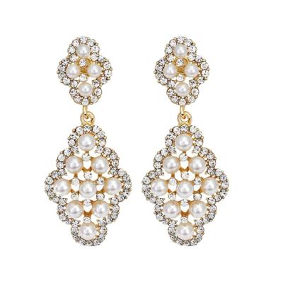 China 2021 CLASSIC best seller shiny gold plated wedding wholesale volume with white and yellow drop earring for sale