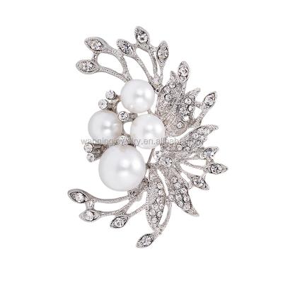 China Wedding Garment Jewelry Accessories Brooch Jewelry Metal and Beaded Flower Scarf Brooch for sale