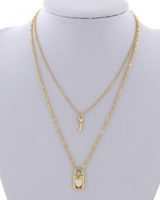 China Modern Trendy Jewelry Gold Plated Double Layer Chain Flower Necklace For Women for sale