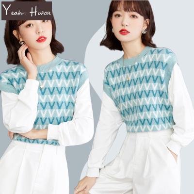 China Anti-wrinkle YEAH HUPOR 2022 Spring New Design Long Sleeve Vest Cotton Korean Pullover Sweater for sale