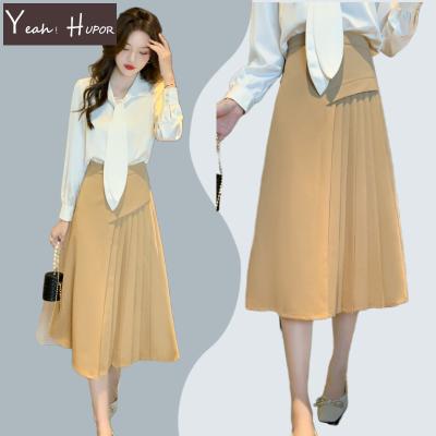 China YEAH New HUPOR Design Fashion Loungewear Irregular Pleated Skirts Anti-Static Women Maxis Long for sale