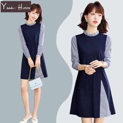 China YEAH HUPOR Anti-Static 2022 Springs A Line Casual Patchwork Shirt Loose Blast Sleeve Dress for sale