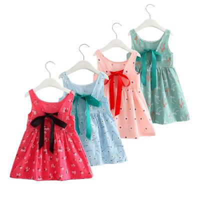 China 1-6 Years New Cotton Summer Children's Clothing Foreign Trade Children's Skirt Cherry Vest Breathable Dress for sale