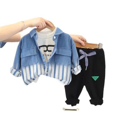 China Foreign Spring Children's Spring Children's Vintage New Boys' Autumn Suit Baby's Denim Set Three-piece Style Clothes Wholesale for sale