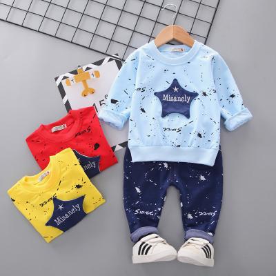 China 0-4 Years Casual Children's Suit Boys Cotton Lacquer Dot Star Long Sleeve Suit Two-Piece Suit for sale