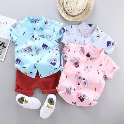 China Casual Korean Slim Animal Five-Point Short Sleeve Cotton Sports Suit Baby Boy Sports Suit Baby Version Two-piece Set Summer Two-Piece Set for sale