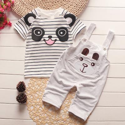 China Wholesale Cotton Children's Casual Suspender Set Summer Short Sleeve Clothing Wear Manufacturers Direct for sale