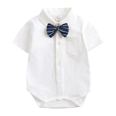 China Korean version of cotton baby onesie summer children's gentleman's short sleeve boy's Hayi baby triangle bag fart clothes for sale