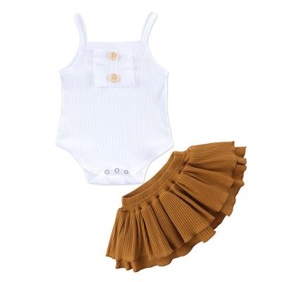 China New vintage baby girl clothing summer two-piece short skirt suit wholesale ha female clothing for sale