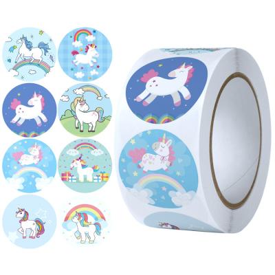 China Multiple Pattern Custom Label Sticker Cartoon Style Design Custom Label Roll Gift Package Heat Sensitive Wholesale Printing Private Sticker for sale