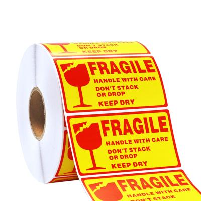 China High Quality Heat Sensitive Fragile Notice Label Caution Label Express Package Warning Label Adhesive Sticker for sale