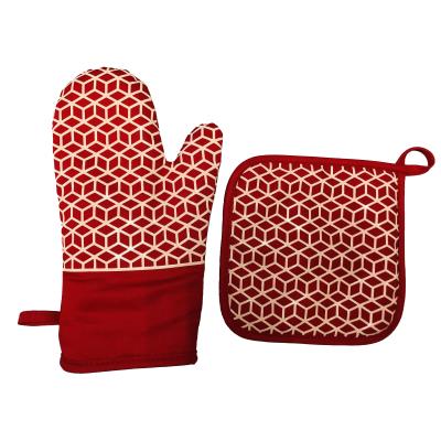 China 2021 New Arrival CLASSIC Kitchen Oven Mitts Heat Resistant And Pot Mat Sets With Non-Slip Silicone Surface For Cooking BBQ for sale