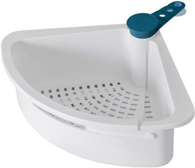 China New Design Sink Strainer Plastic Expandable Triangular Multifunctional Basket Viable With Suction Cup for sale