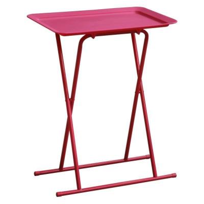 China Collapsible Colorful Portable Folding Snack Table With Plastic Tray for sale