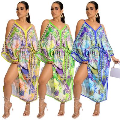 China Chunky Boubou Marocain Anti-Static Dress Boubou Brode Femme Beach Floral Bohemian Boho Clothing Maxi Boho Dresses Women Summer for sale