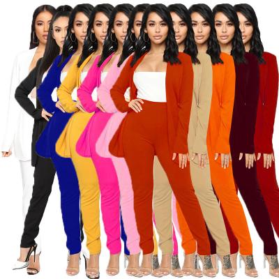 China Custom Logo QUICK DRY 2022 2 Pieces Lady Uniform Designs Women Business Formal Wear Office Suit Pant Collar Shawl Set Suit for sale