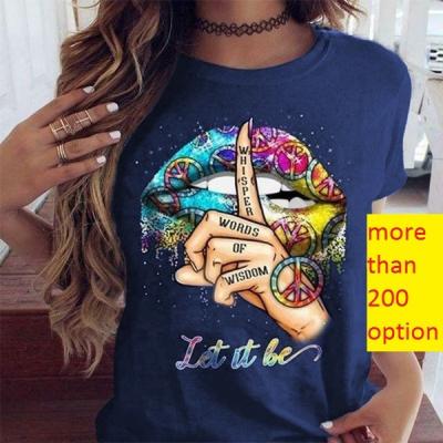 China 200 QUICK DRY custom logo 2022 summer t-shirt short sleeve black girl t-shirt fashion tops printed casual magic t-shirt vintage graphic tee for sale