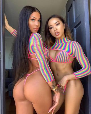 China Plus Size 2022 Sexy Summer 3 Three Piece Rainbow Bikini Set Famous Brand Designer Swimwear Pictures Women Mini Thong Bikini for sale