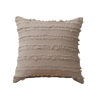 China Folded Cross-border European-style tassel cotton and linen pillow model room soft pillow cushion bedroom living room pillow wholesale for sale