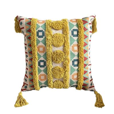 China Folded Nordic cotton weave bohemian tassel pillow office lumbar pillow bedside cushion sofa pillowcase for sale