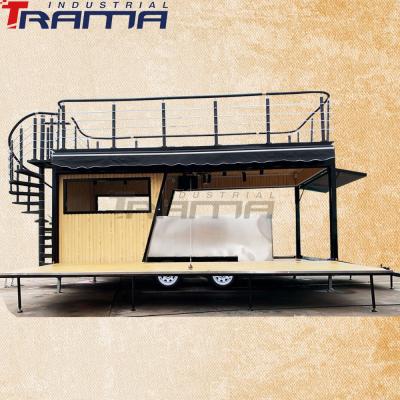 China Vegetable Processing Plant Food Trailers Fully Equipped Mobile Double Deck Taco Truck Kitchen Pizza Coffee Cart BBQ Trailers for sale