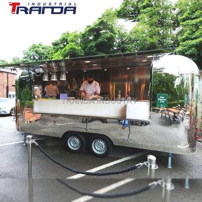 China Airstream Stainless Steel Hot Dog Pizza Cafe Ice Cream Cart Restaurant Commercial Fast Food Supply Popular Selling Mobile Trailer Truck For Sale for sale