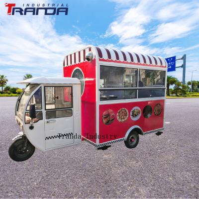 China Vegetable Processing Factory Custom Tricycle Commercial Electric Food Truck For Sale Europe Mini Fast Food Trailer for sale