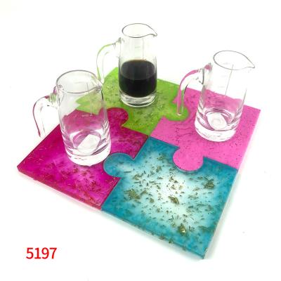 China 5197 Viable Puzzle DIY Epoxy Resin Coaster Silicone Mold Home Decor for sale