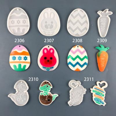 China 2306 Viable - 2311 Easter Day Egg Key Chain Molds Decorating Carrot Key Chain Molds Epoxy Resin For Silicone Molds for sale