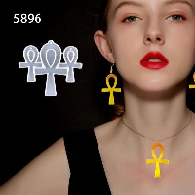 China Stocked 5896 Ankh Earring Molds Feather Earrings Mold Decorating Epoxy Resin Mold Silicone Earring Molds for sale