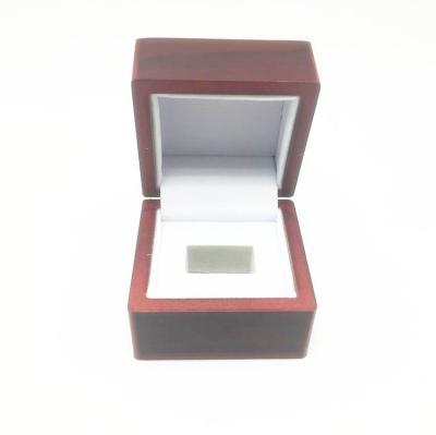 China Handmade High Quality Brown Color White Color Insert Package Unique One Championship Rings Setting Wooden Jewelry Box for sale