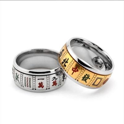 China BOHEMIA High Quality Fashion Style Simple Gold Colors Stainless Steel Men's HipHop Mahjong Soft Spin Rings for sale