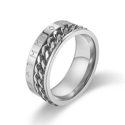 China Hiphop Fashion Silver Plated Stainless Steel Men's Jewelry Nice HipHop High Quality Viking Revolving Rings for sale