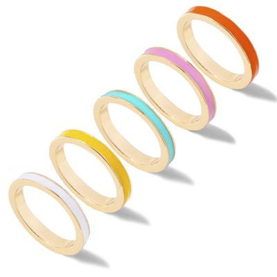 China New Arrival CLASSIC Fashion Elegent High Quality Gold Plated Alloy Colored Enamel Rings For Girls for sale